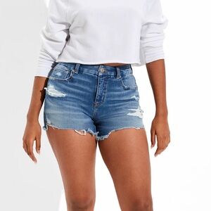 American Eagle Outfitters Next Level Stretch Light Blue Ripped Jean Shorts
